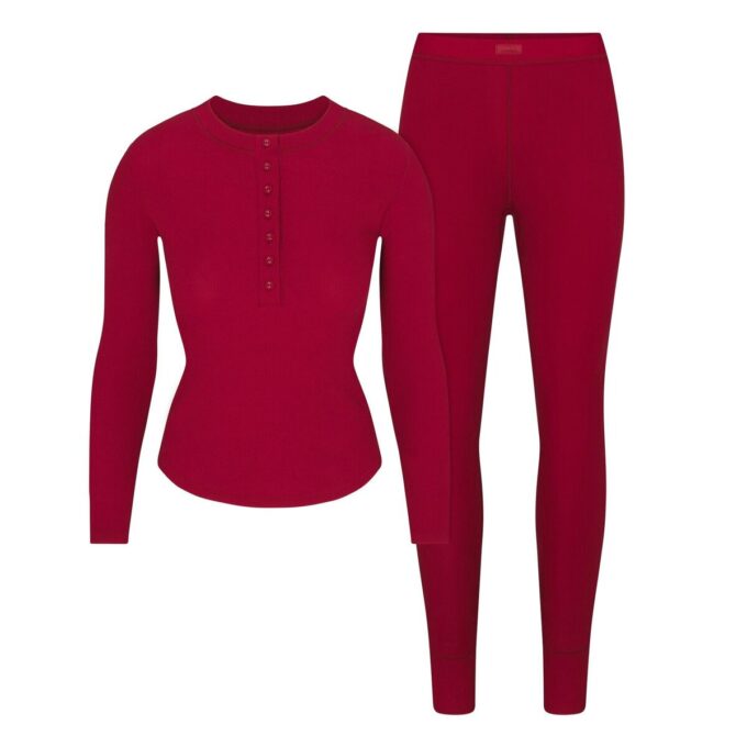 BOMULLSMÖRJAD HENLEY OCH LEGGINGSET