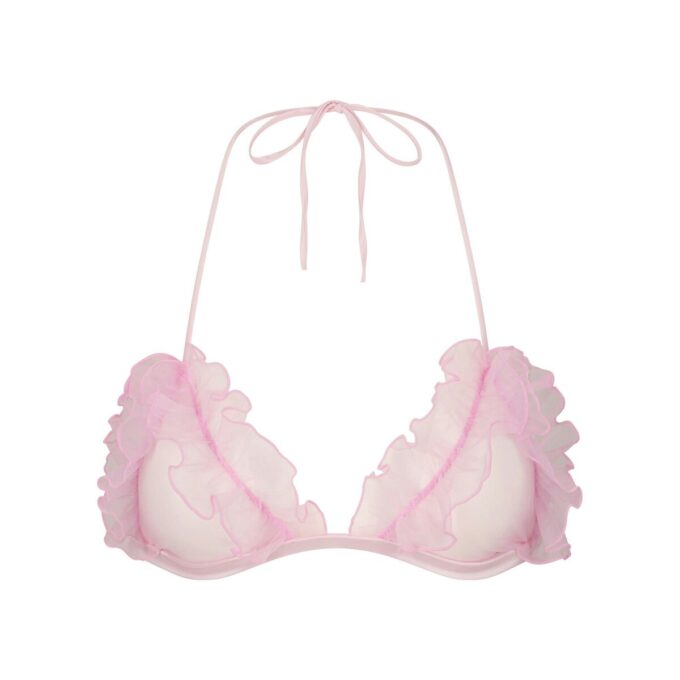 BRODERAD TYLLKNYTNINGS-BRALETTE OCH THONG-SET