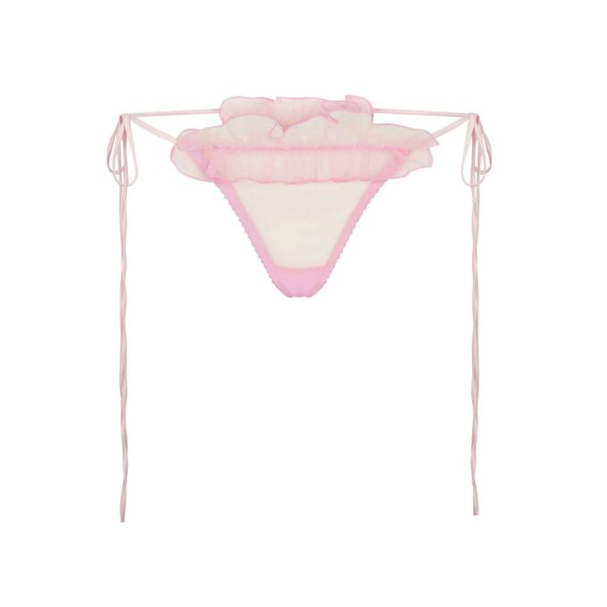 BRODERAD TYLLKNYTNINGS-BRALETTE OCH THONG-SET