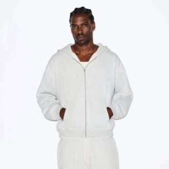 FLEECE LOUNGE HERR AVSLAPPEN HOODIE MED DRAGKEDJA