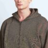 FLEECE LOUNGE HERR AVSLAPPEN HOODIE MED DRAGKEDJA