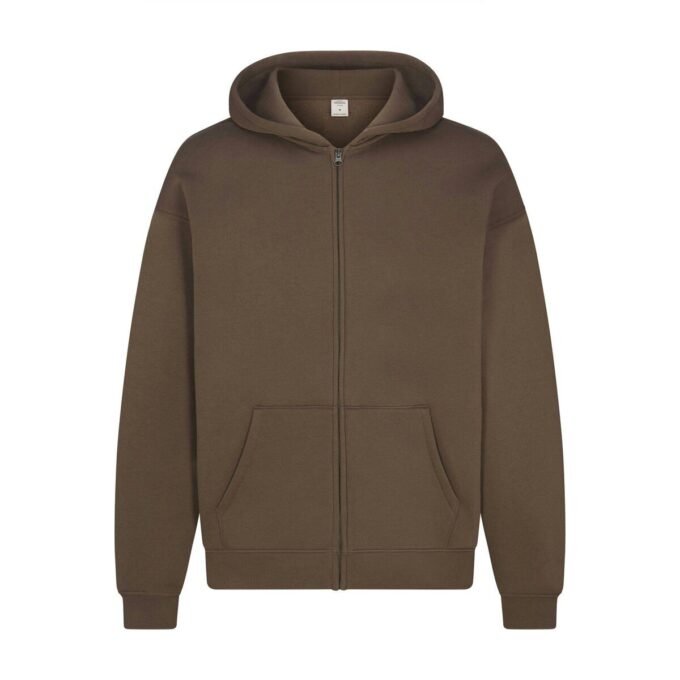 FLEECE LOUNGE HERR AVSLAPPEN HOODIE MED DRAGKEDJA