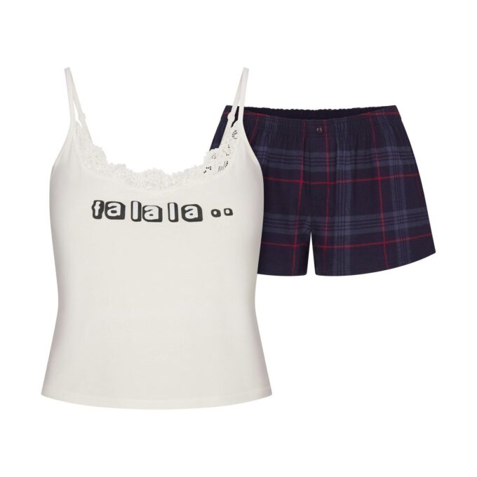 KAKTUSPLANTA FLEA MARKET X SKIMS SKIMS SLEEP LACE LINNE OCH FLANELLSHORT SET
