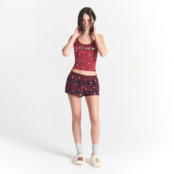 KAKTUSPLANTA FLEA MARKET X SKIMS SKIMS SLEEP LACE LINNE OCH FLANELLSHORT SET