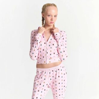 KAKTUSPLANTEN FLEA MARKET X SKIMS PLUSH POINTELLE HOODIE MED DRAGKEDJA