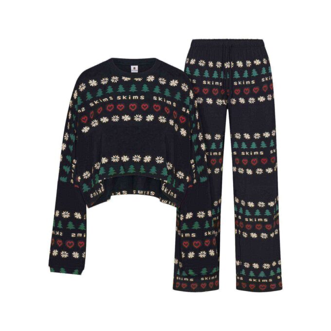 KAKTUSVÄXT FLEA MARKET X SKIMS SKIMS SLEEP CROPPED LÅNGÄRMAD OCH BYXOR SET