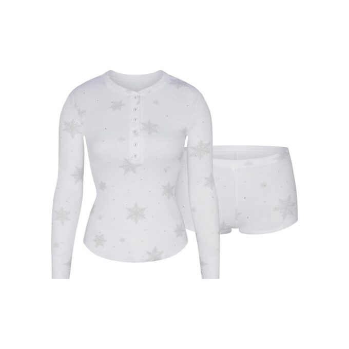 LOGOTYP PLYSCH POINTELLE MED STRASS HENLEY-SET LOGOTYP PLYSCH POINTELLE MED STRASS HENLEY-SET