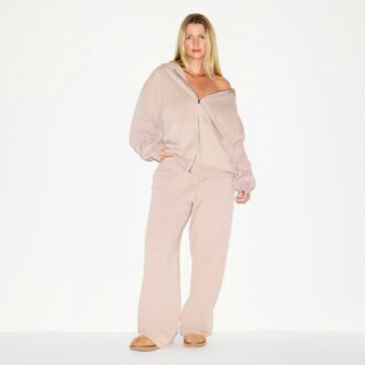 POJKVÄN FLEECE OVERSIZED HOODIE MED DRAGKEDJA
