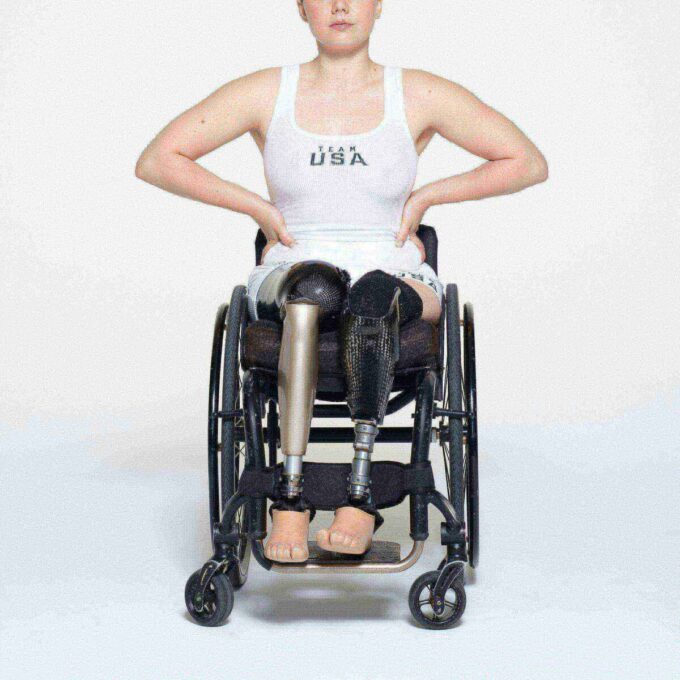 SKIMS FÖR TEAM USA PARALYMPISK BOMULLSRIBBATT LINNE