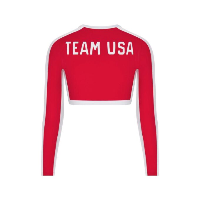 SKIMS FÖR TEAM USA SIGNATURE SWIM PARALYMPISK LÅNGÄRMAD BOKAD T-SHIRT