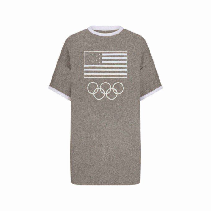 SKIMS FÖR USA-LAGET MED BOMULL, RIBBADE OS-T-SHIRT MINIKLÄNNING SKIMS FÖR USA-LAGET MED BOMULL, RIBBADE OS-T-SHIRT MINIKLÄNNING