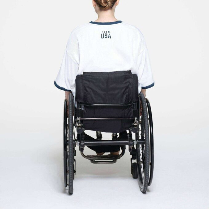 SKIMS FÖR USA:S BOMULLSRIBBADE PARALYMPISKA T-SHIRT MINIKLÄNNING