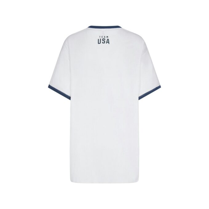 SKIMS FÖR USA:S BOMULLSRIBBADE PARALYMPISKA T-SHIRT MINIKLÄNNING