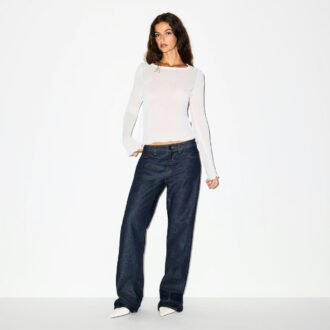 skinlig ribbadd lngrmad topp med rund hals 1 2 330x330 - SKINLIG RIBBADD L&Aring;NG&Auml;RMAD TOPP MED RUND HALS