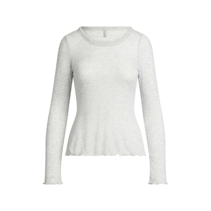 SKINLIG RIBBADD LÅNGÄRMAD TOPP MED RUND HALS SKINLIG RIBBADD LÅNGÄRMAD TOPP MED RUND HALS