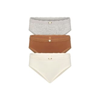 SÖMLÖSA JUNIORS BIKINI MED SPETSER I BOMULL, 3-PACK SÖMLÖSA JUNIORS BIKINI MED SPETSER I BOMULL, 3-PACK