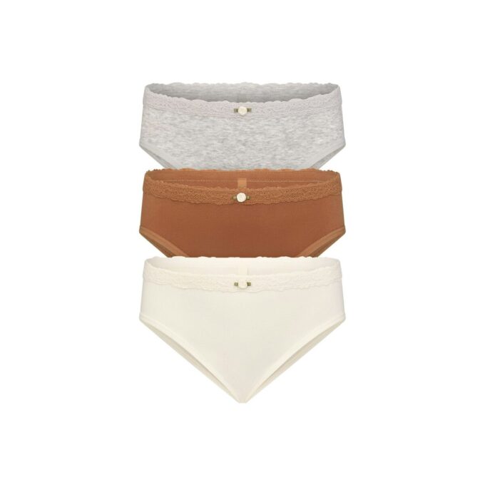 SÖMLÖSA JUNIORS BIKINI MED SPETSER I BOMULL, 3-PACK