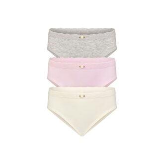 SÖMLÖSA JUNIORS BIKINI MED SPETSER I BOMULL, 3-PACK SÖMLÖSA JUNIORS BIKINI MED SPETSER I BOMULL, 3-PACK