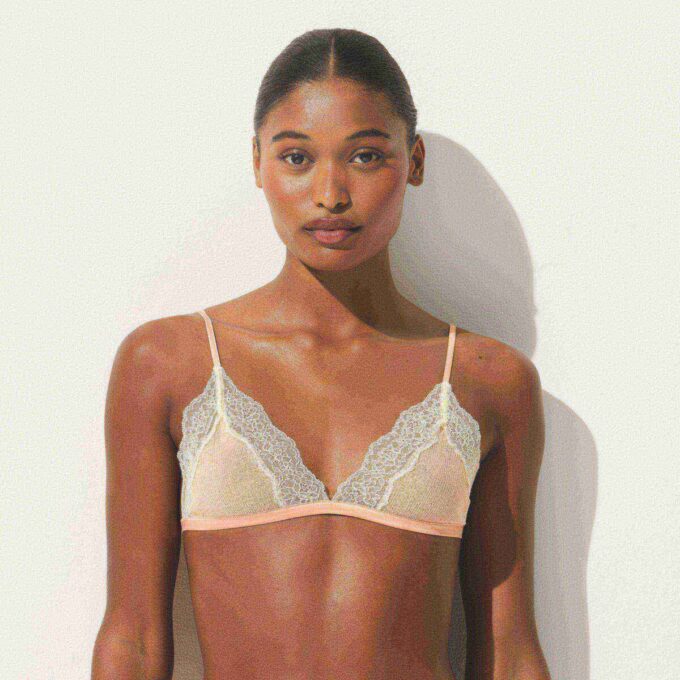 TRANSPARENT RIBBATT SPETSRINGAD TRIANGELBRALETTE