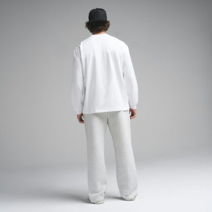 Tung bomull herr-t-shirt med avslappnad långärmad passform