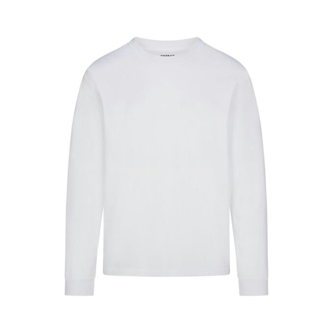 Tung bomull herr-t-shirt med avslappnad långärmad passform