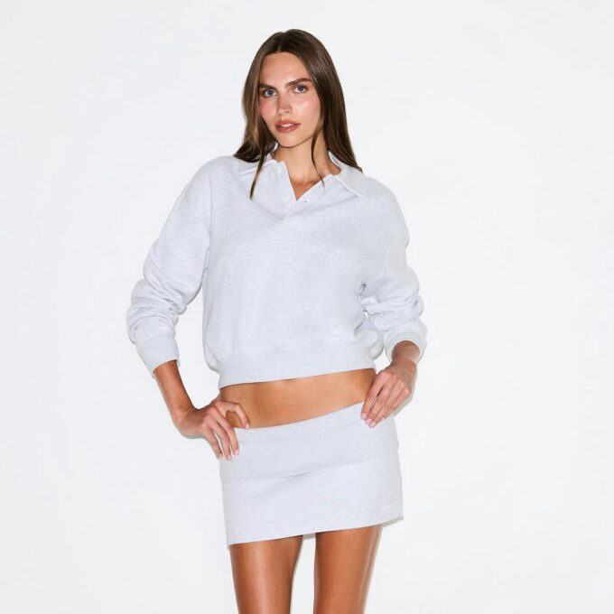 Vikbar minikjol i bomullsfleece Vikbar minikjol i bomullsfleece